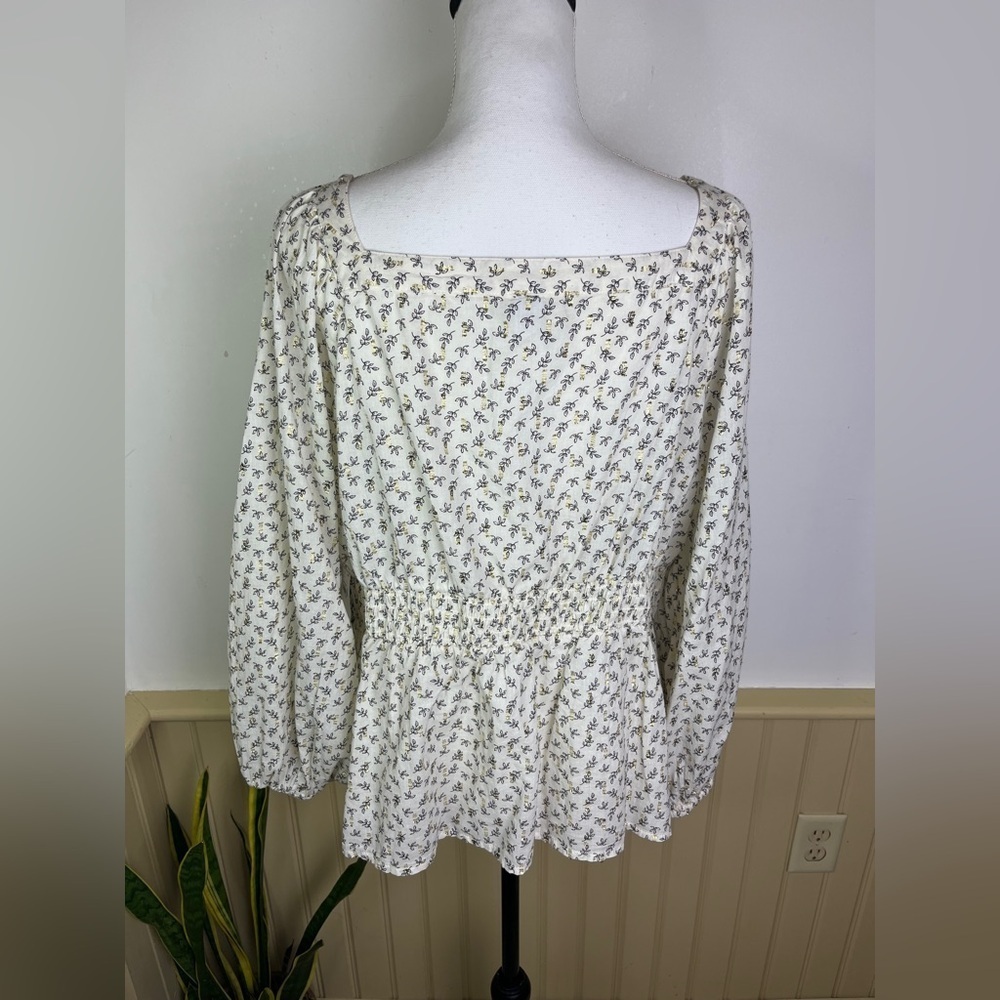 NWT Old Navy 2X Square Neck Ditsy Floral Peasant Blouse Cottagecore Fall Boho - Picture 9 of 12